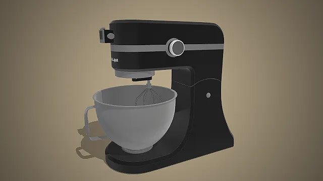 一台黑银配色的现代电动打蛋器3D模型