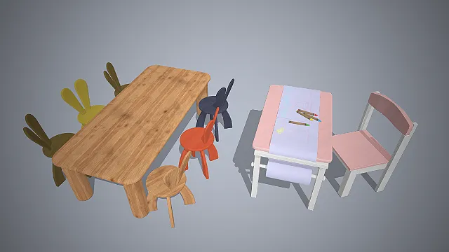 儿童桌椅  实木材质  趣味造型  手工互动  童趣设计