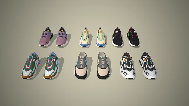 气垫运动鞋  复古潮流风  透气网面  厚底缓震