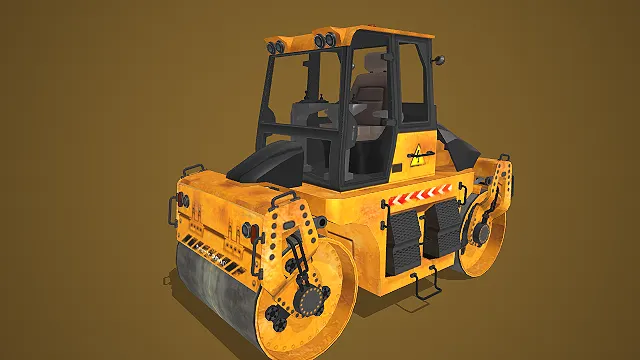 工程用双轮压路机 3D 模型