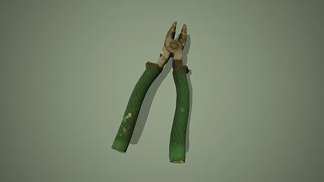 写实尖嘴钳  手工维修工具  做旧磨损  怀旧五金器具