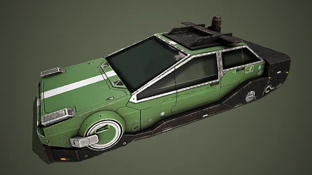 赛博朋克风格气垫车 3D模型
