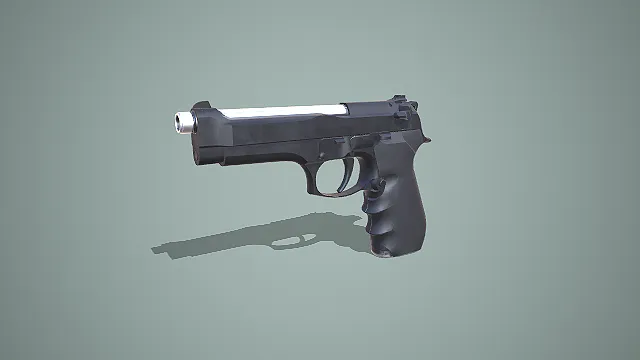 全黑战术伯莱塔风格半自动手枪 3D 模型 军事枪械道具