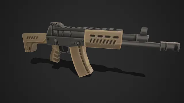 战术风格  现代突击步枪  皮卡汀尼导轨  散热护木  军事装备  射击游戏道具  弧形弹匣