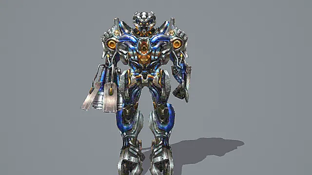 蓝橙风格变形金刚系机械战士3D模型