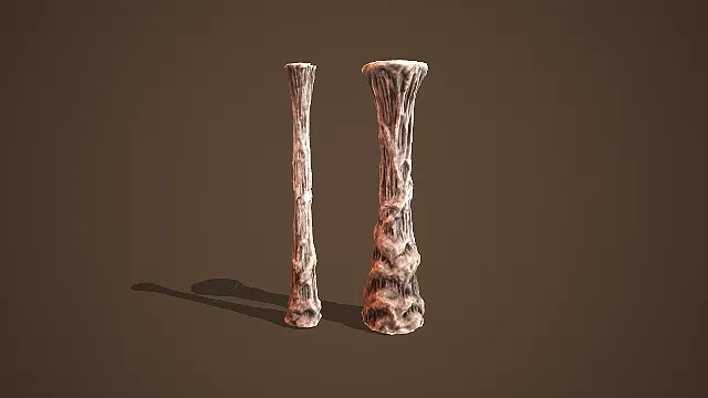 双组粗细对比溶洞石笋组合洞窟垂直场景装饰模型