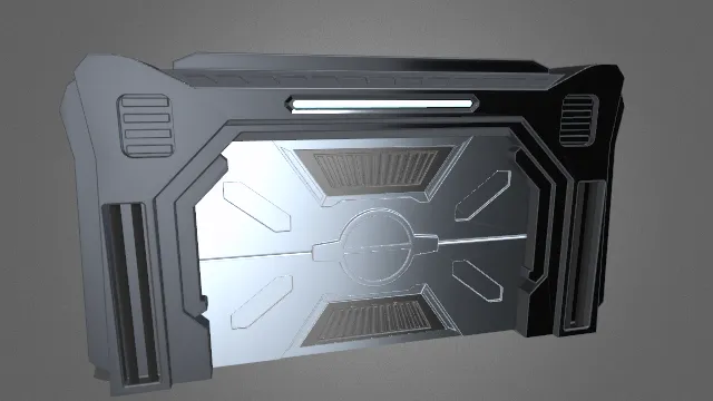 这是一扇具有未来科技感的科幻门3D模型，整体设计充满现代工业风格。