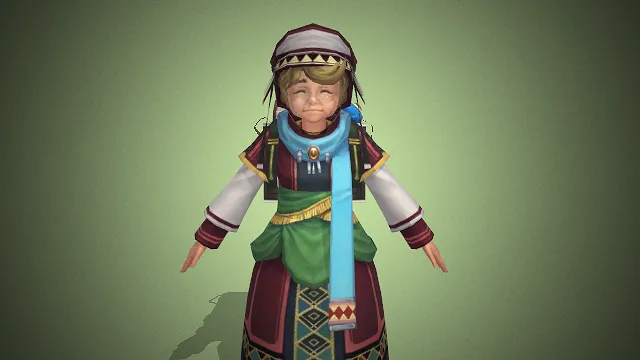 一个身着民族风服饰的异域商人的3D模型