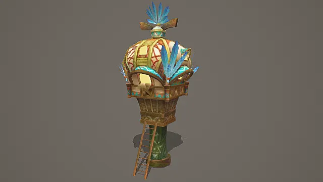 奇幻游戏资源部落装饰建筑模型 