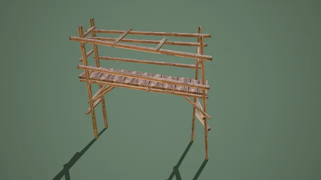 村寨竹木架构墙体模型