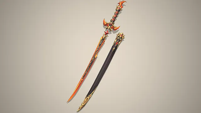 炎魔太刀  二次元武器  红宝石镶嵌  火焰纹刃身