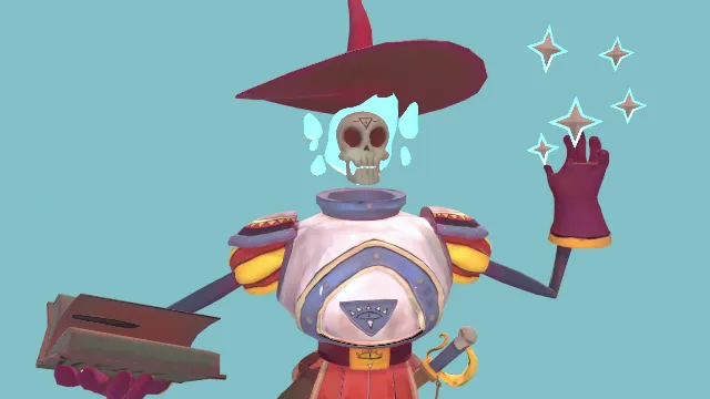 骨架法师风格化角色巫师书本魔法