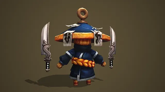 双刃草帽稻草人古风游戏怪物 NPC 模型