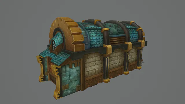 奇幻巨型宝箱式建筑模型