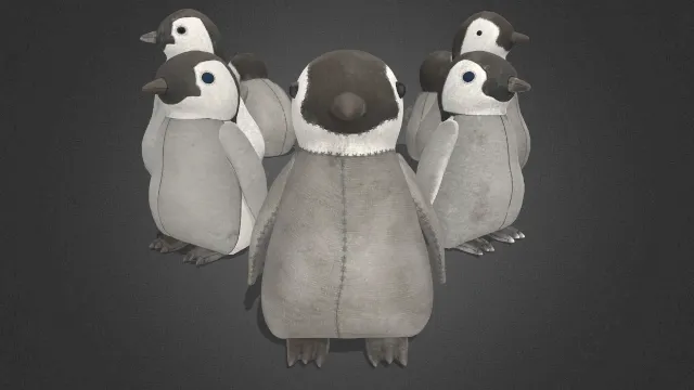 一堆填充毛绒玩具企鹅