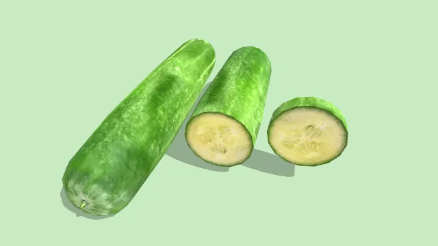 完整的和被切过的黄瓜水果食物