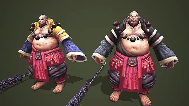 双色佛珠胖大和尚角色套装模型.glb