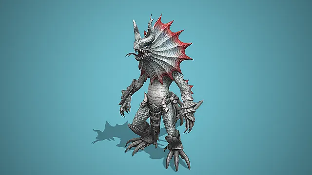 赤棘灰鳞龙蜥领主  领主魔物  秘境威严角色  龙蜥领主建模  游戏模型