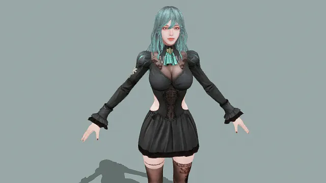 哥特风时尚女角色3D模型