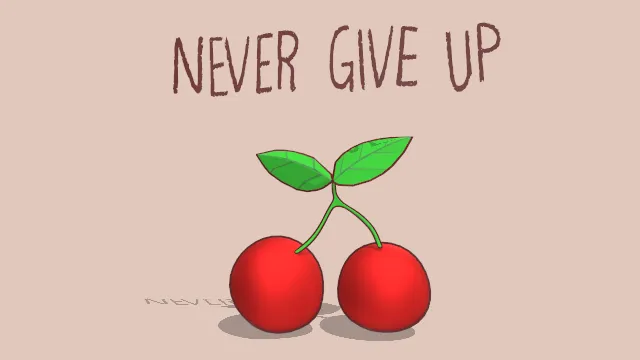 有英文永不放弃的樱桃水果食物可爱风格