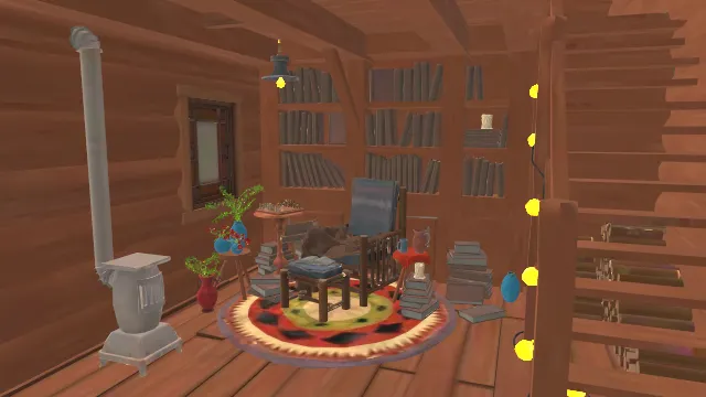 舒适阅读角落房间书架书本桌椅