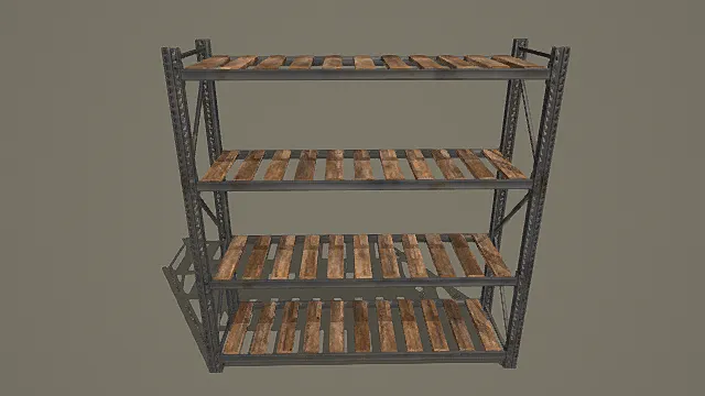 复古工业风锈木金属货架3D模型