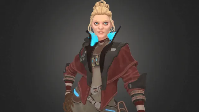 沙漠女孩游戏角色手拿武器枪的人物模型