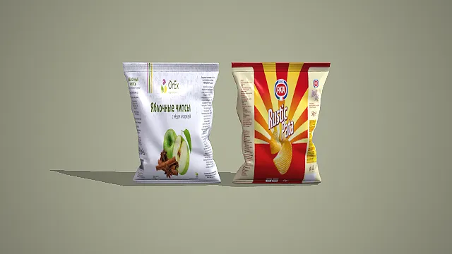 Ruske Patki 薯片与Яблочные чипсы苹果味薯片组合展示图