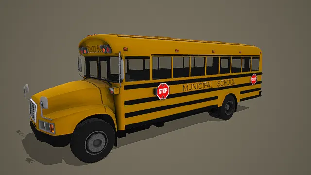 卡通风格校车3D模型