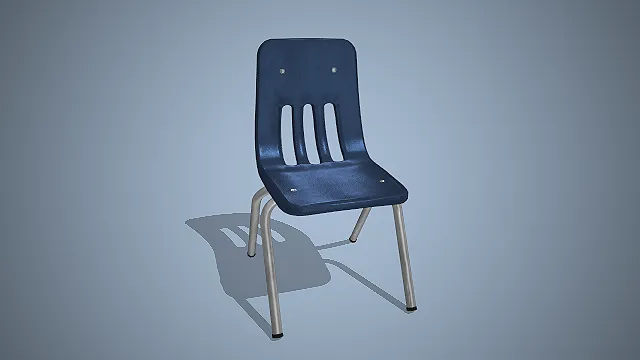 蓝色塑料课桌椅  校园家具  现代简约风  镂空靠背