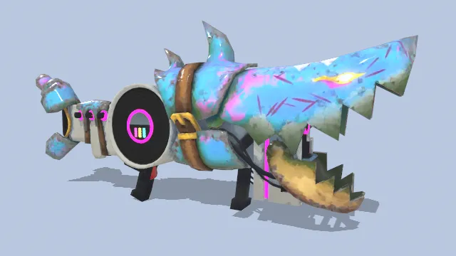 卡通风格化鱼骨枪炮弹武器