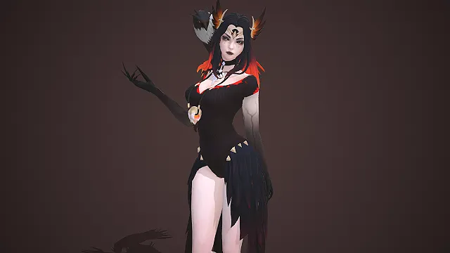 暗黑乌鸦魔女  渐变羽毛  乌鸦伙伴  金属角饰