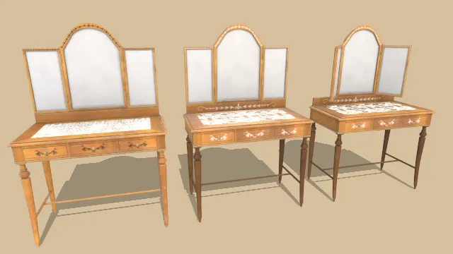 19世纪晚期奥地利梳妆台桌子木制家具