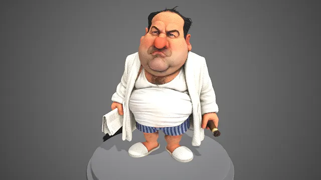 Q 版  居家大叔  手办  肥硕身材  神态暴躁  不耐烦  日常居家  松弛感