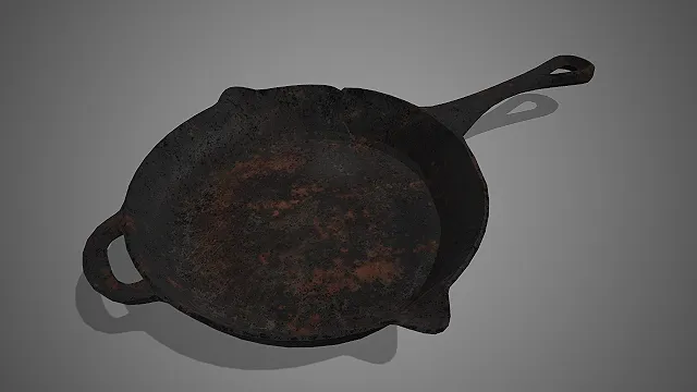铸铁平底锅  做旧锈迹  游戏近战武器  生存道具