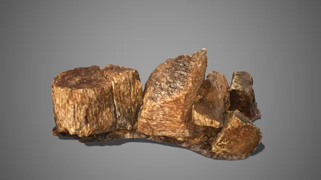 写实风格  黄褐色岩石簇  形态各异  堆叠  自然堆积  自然环境  场景装饰