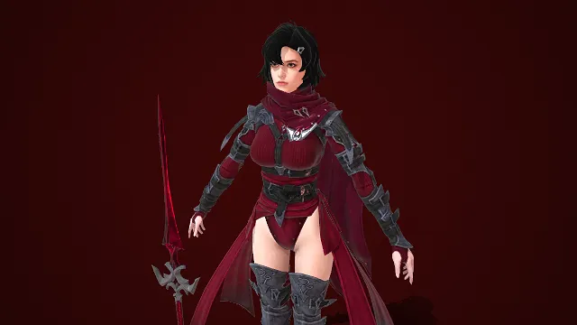 游戏女角色  尖刺铠甲  血色长剑  游戏刺客  暗黑风角色  冷艳造型  冷硬质感