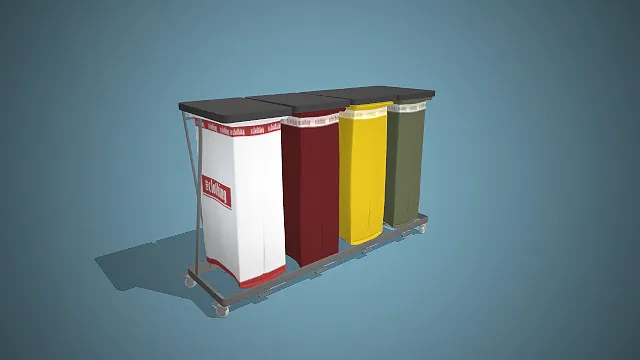 一台医用分类污物车的3D模型