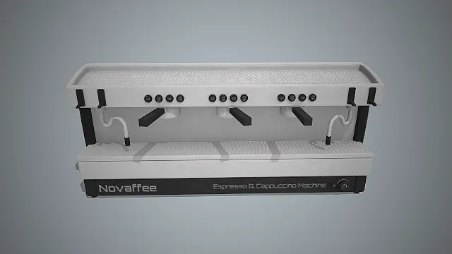 三头意式咖啡机  黑白极简风  商用设备  咖啡馆场景