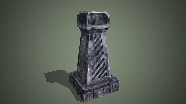 复古石质镂空装饰塔形立柱写实模型