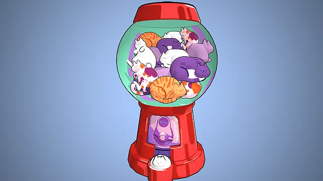 猫咪扭蛋机  软萌治愈风  卡通描边  宠物设定