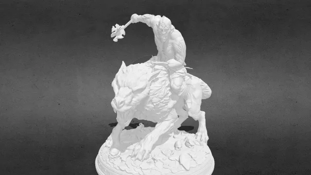 持狼牙棒的兽人狼骑兵stl.stl