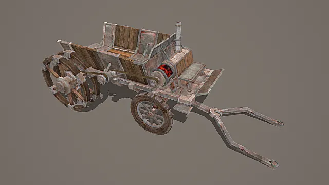 复古蒸汽风格木质牵引机车模型