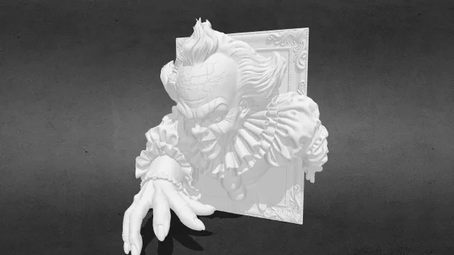 小丑潘尼怀斯 3D恐怖相框效果STL.stl