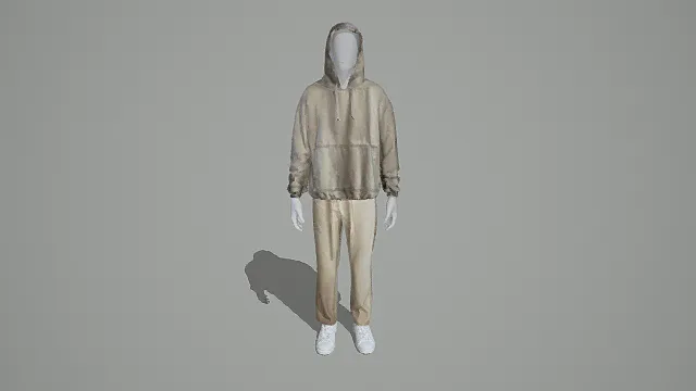 简约风格连帽套装3D模型，休闲设计