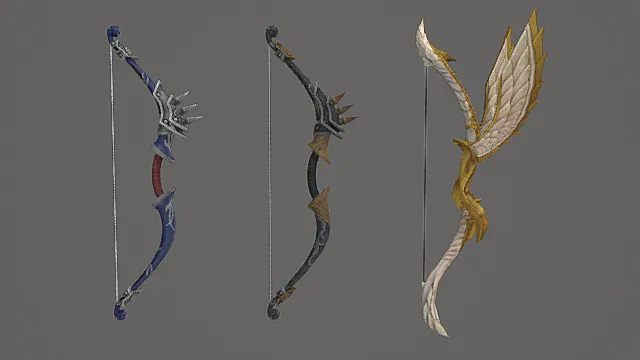 圣魔风格弓箭套装游戏武器3D模型