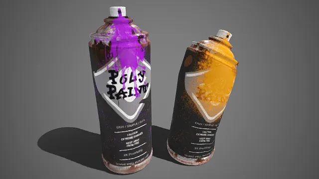 旧化喷漆罐  黑灰色调  颜料溅落痕迹  品牌标识  装饰喷涂工具  色彩喷涂  