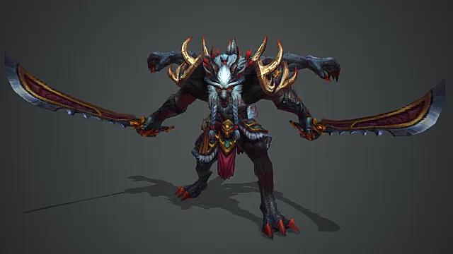 魔域要塞战场魔化狼族双剑战将模型