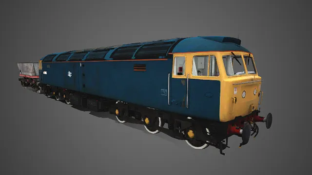 电力机车头  写实  驾驶舱  厚重感  机械部件  蓝黄双色涂装