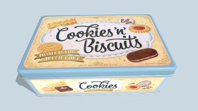 黄色铁制饼干盒道具模型